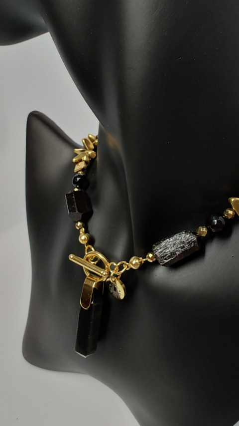 Choker Hematyt ,Czarny Turmalin i Obsydian srebro 925 24k Choker Hematyt ,Czarny Turmalin i Obsydian srebro 925 24k