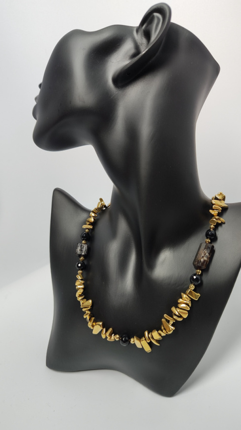 Choker Hematyt ,Czarny Turmalin i Obsydian srebro 925 24k Choker Hematyt ,Czarny Turmalin i Obsydian srebro 925 24k