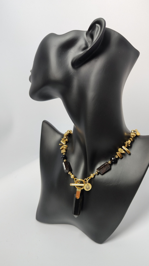 Choker Hematyt ,Czarny Turmalin i Obsydian srebro 925 24k Choker Hematyt ,Czarny Turmalin i Obsydian srebro 925 24k