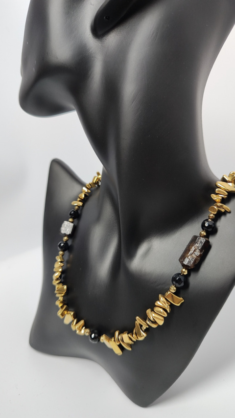 Choker Hematyt ,Czarny Turmalin i Obsydian srebro 925 24k Choker Hematyt ,Czarny Turmalin i Obsydian srebro 925 24k