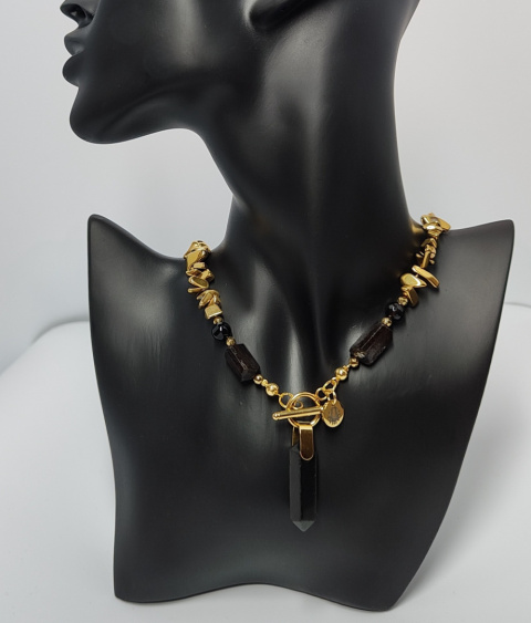 Choker Hematyt ,Czarny Turmalin i Obsydian srebro 925 24k Choker Hematyt ,Czarny Turmalin i Obsydian srebro 925 24k
