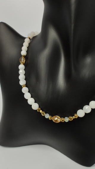 Choker Kamień Księżycowy i Cytryn srebro 925 24k