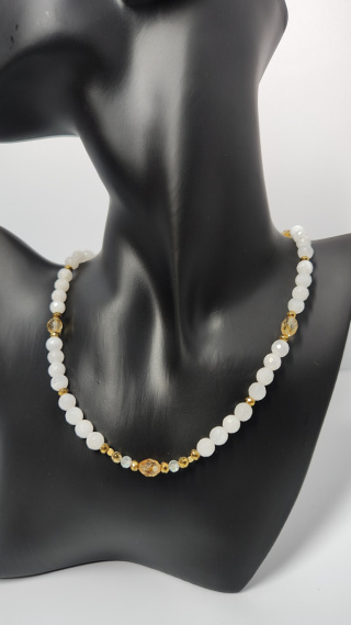 Choker Kamień Księżycowy i Cytryn srebro 925 24k