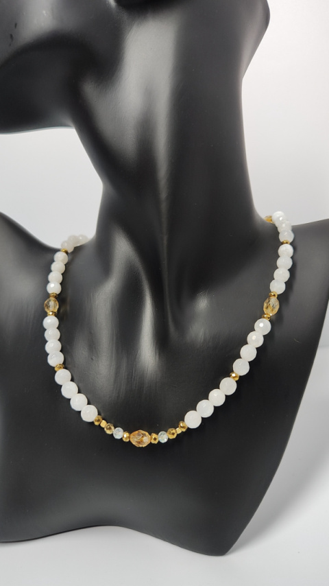 Choker Kamień Księżycowy i Cytryn srebro 925 24k Choker Kamień Księżycowy i Cytryn srebro 925 24k
