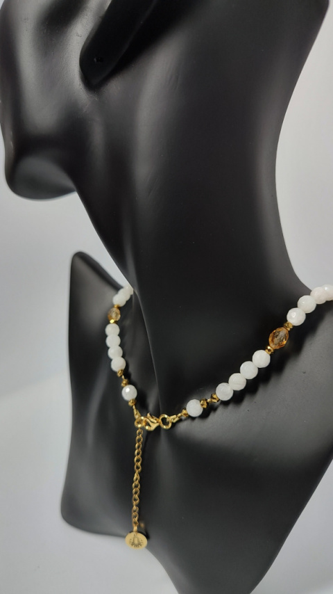 Choker Kamień Księżycowy i Cytryn srebro 925 24k Choker Kamień Księżycowy i Cytryn srebro 925 24k