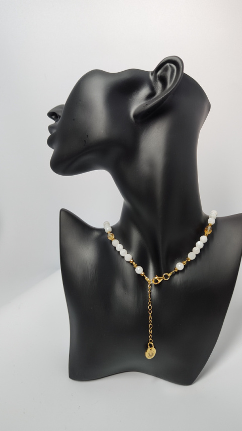 Choker Kamień Księżycowy i Cytryn srebro 925 24k Choker Kamień Księżycowy i Cytryn srebro 925 24k