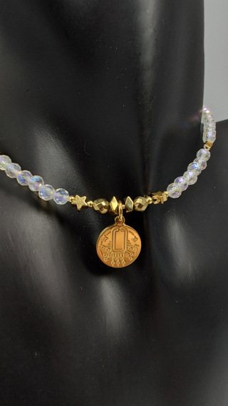 Choker Kryształ Górski Opalizujący srebro 925 24k