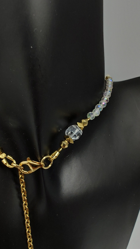 Choker Kryształ Górski Opalizujący srebro 925 24k