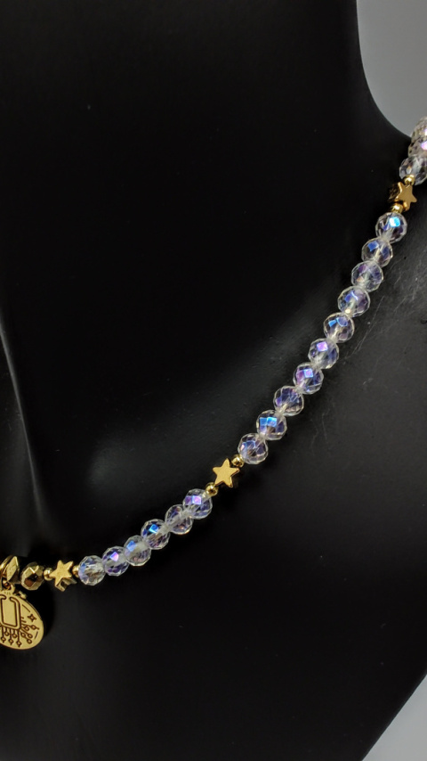 Choker Kryształ Górski Opalizujący srebro 925 24k