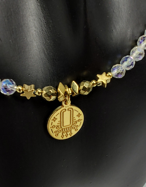 Choker Kryształ Górski Opalizujący srebro 925 24k