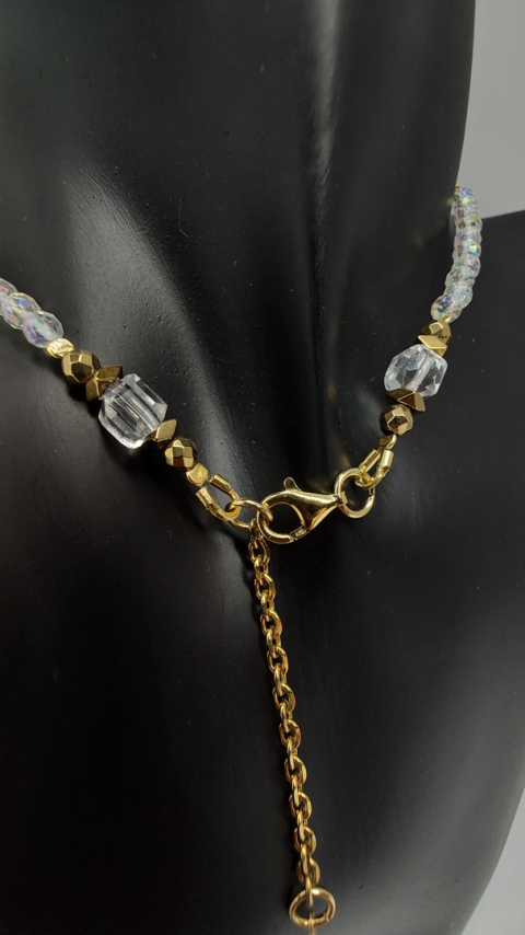 Choker Kryształ Górski Opalizujący srebro 925 24k