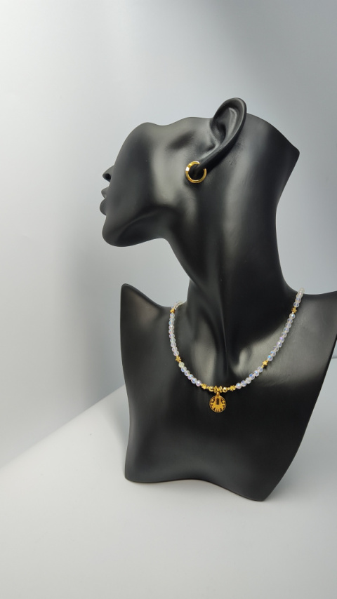 Choker Kryształ Górski Opalizujący srebro 925 24k