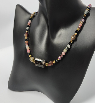 Choker z Turmalinu srebro 925 24k