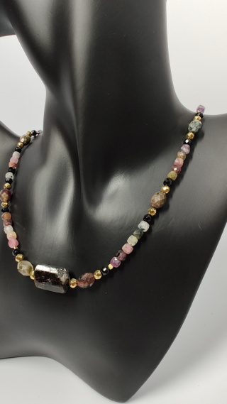 Choker z Turmalinu srebro 925 24k