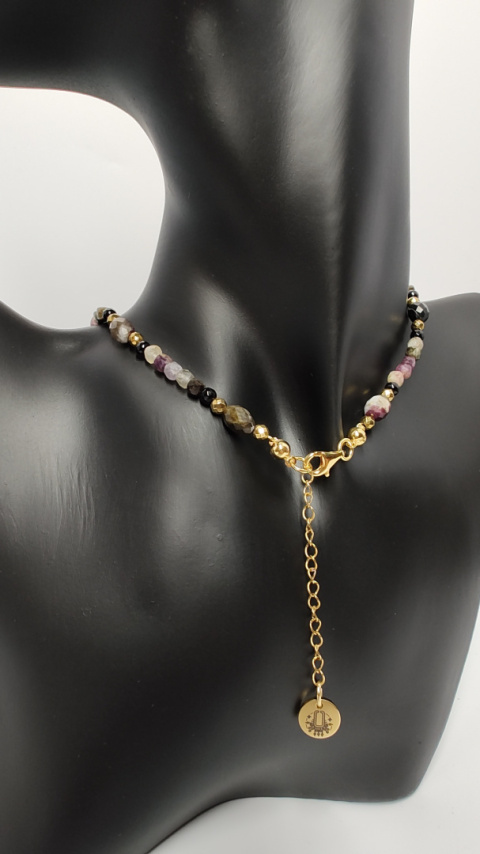 Choker z Turmalinu srebro 925 24k Choker z Turmalinu srebro 925 24k