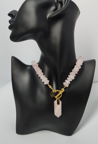 Choker Kwarc Różowy srebro 925 24k