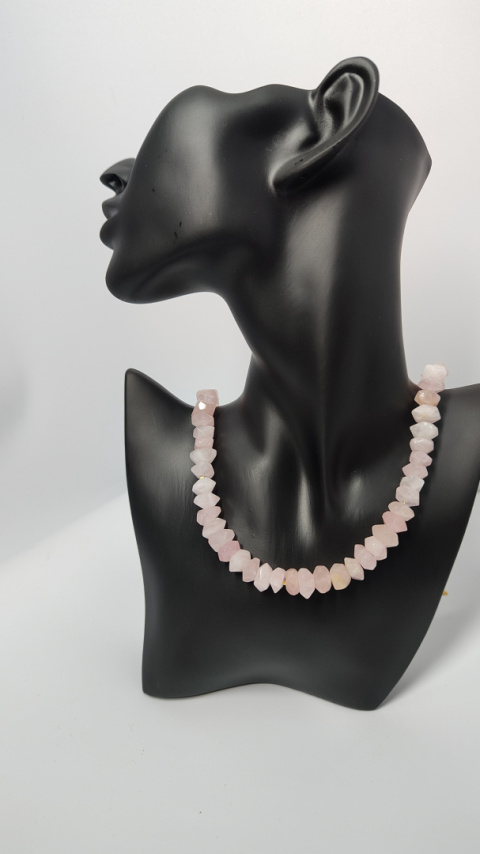 Choker Kwarc Różowy srebro 925 24k