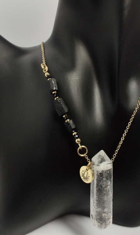 Amulet Kryształ Górski z Czarnym Turmalinem na Łańcuszku Amulet Kryształ Górski z Czarnym Turmalinem na Łańcuszku