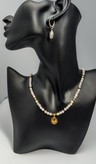 Choker z Kunzytu i srebra 925 24k