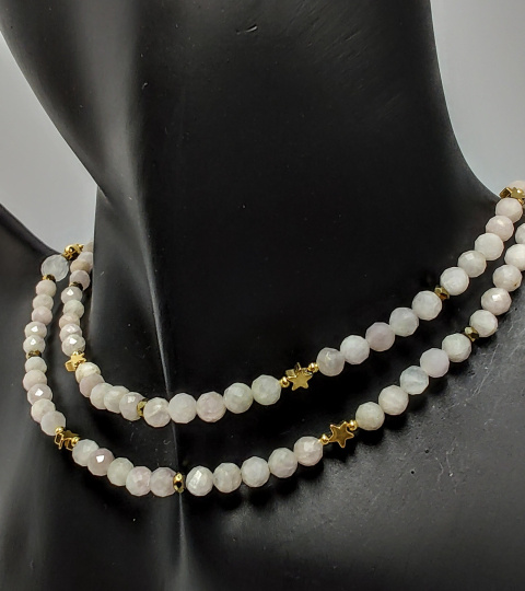 Choker z Kunzytu i srebra 925 24k