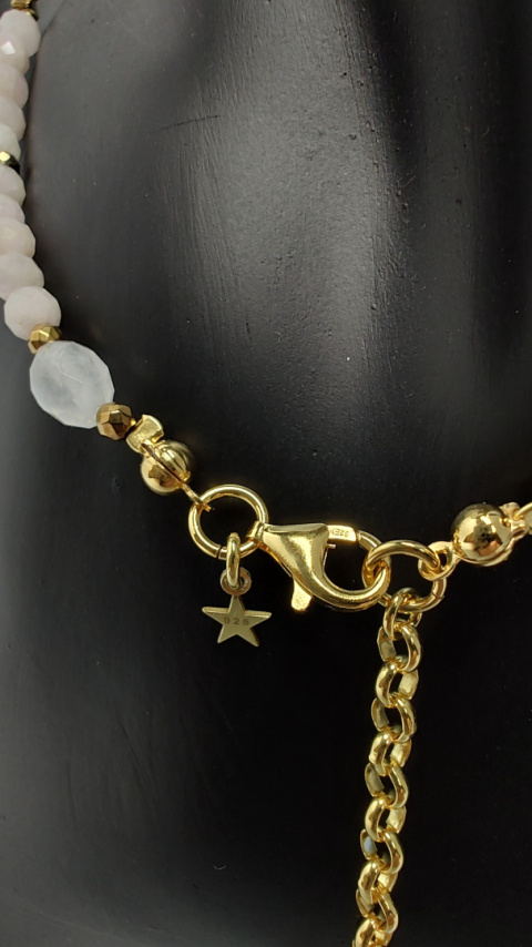 Choker z Kunzytu i srebra 925 24k