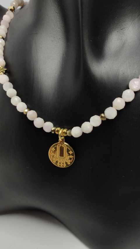Choker z Kunzytu i srebra 925 24k