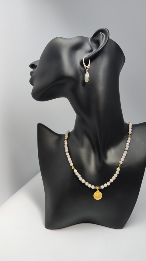 Choker z Kunzytu i srebra 925 24k
