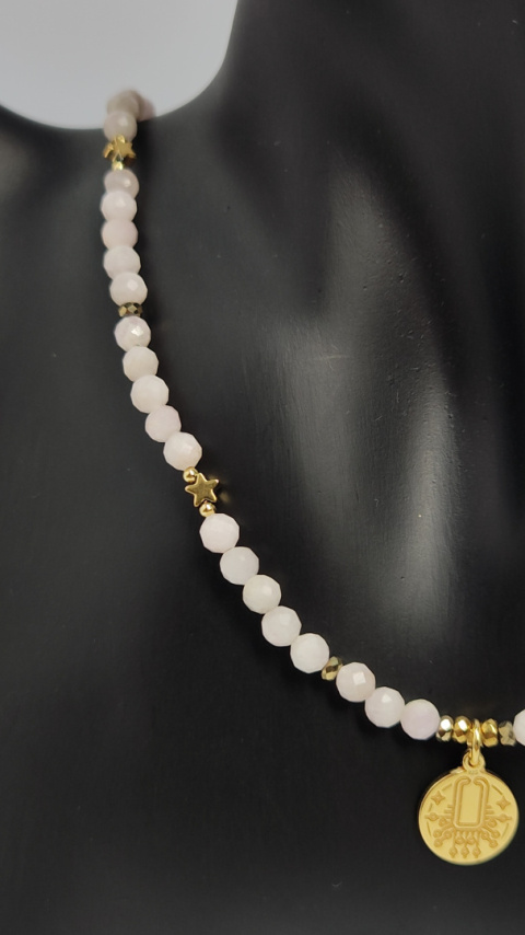 Choker z Kunzytu i srebra 925 24k