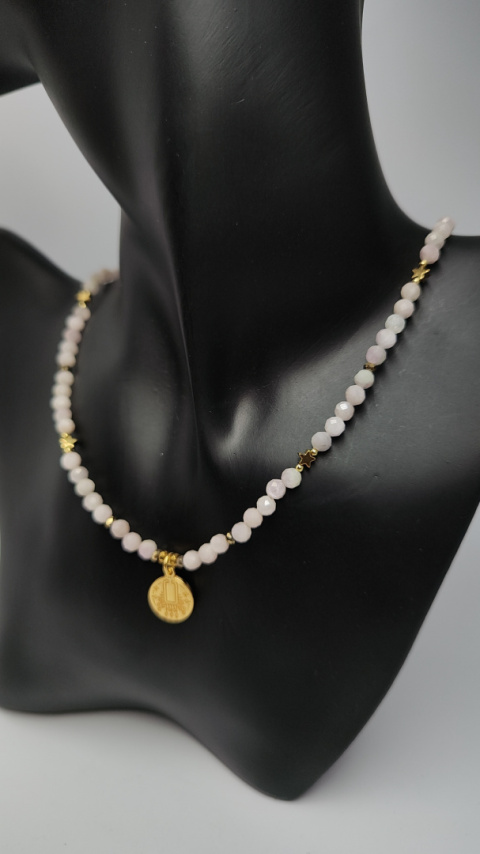 Choker z Kunzytu i srebra 925 24k