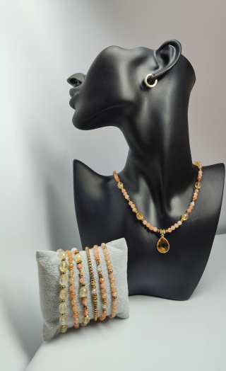 Choker Cytryn Kropla srebro 925 24k