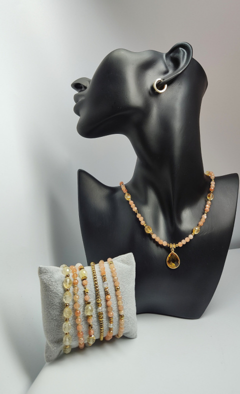 Choker Cytryn Kropla srebro 925 24k Choker Cytryn Kropla srebro 925 24k