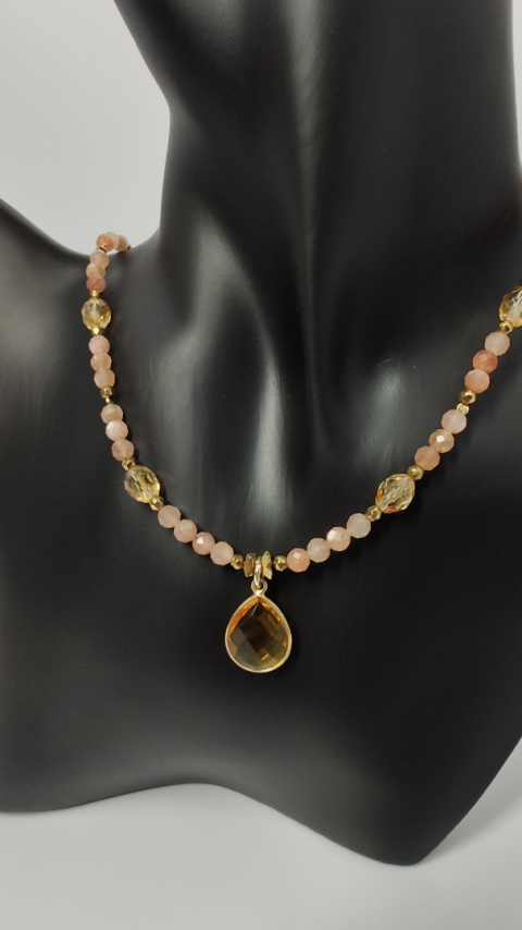 Choker Cytryn Kropla srebro 925 24k Choker Cytryn Kropla srebro 925 24k