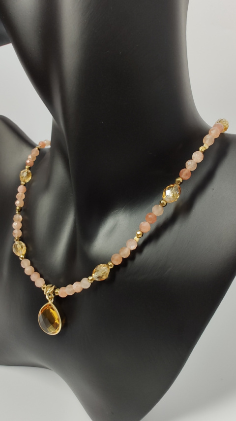 Choker Cytryn Kropla srebro 925 24k Choker Cytryn Kropla srebro 925 24k