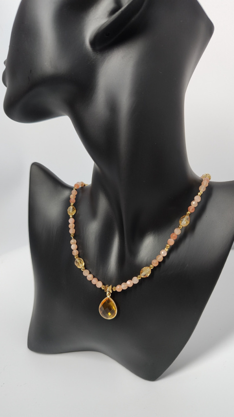 Choker Cytryn Kropla srebro 925 24k Choker Cytryn Kropla srebro 925 24k
