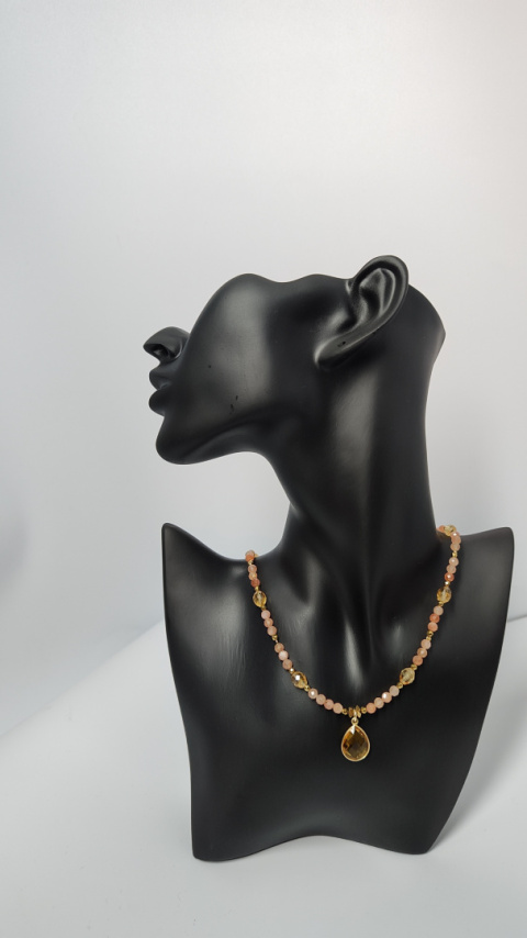 Choker Cytryn Kropla srebro 925 24k Choker Cytryn Kropla srebro 925 24k