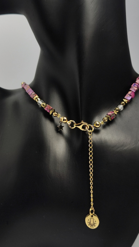 Choker Japis z Kryształem Górskim srebro 925 24k Choker Japis z Kryształem Górskim srebro 925 24k