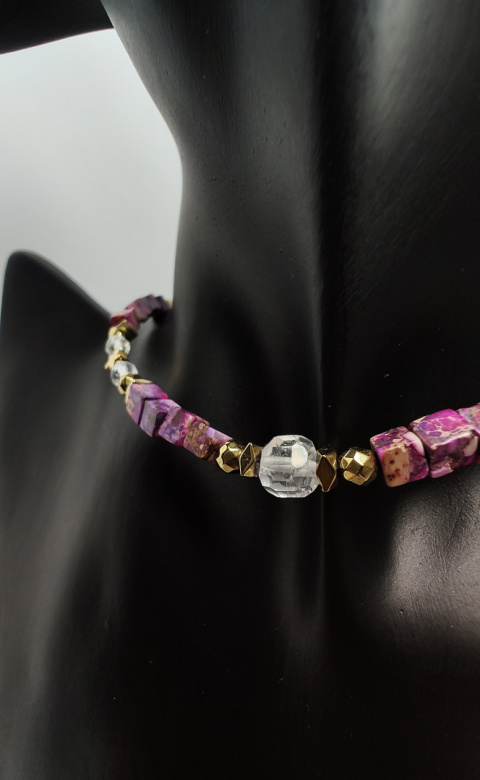 Choker Japis z Kryształem Górskim srebro 925 24k Choker Japis z Kryształem Górskim srebro 925 24k