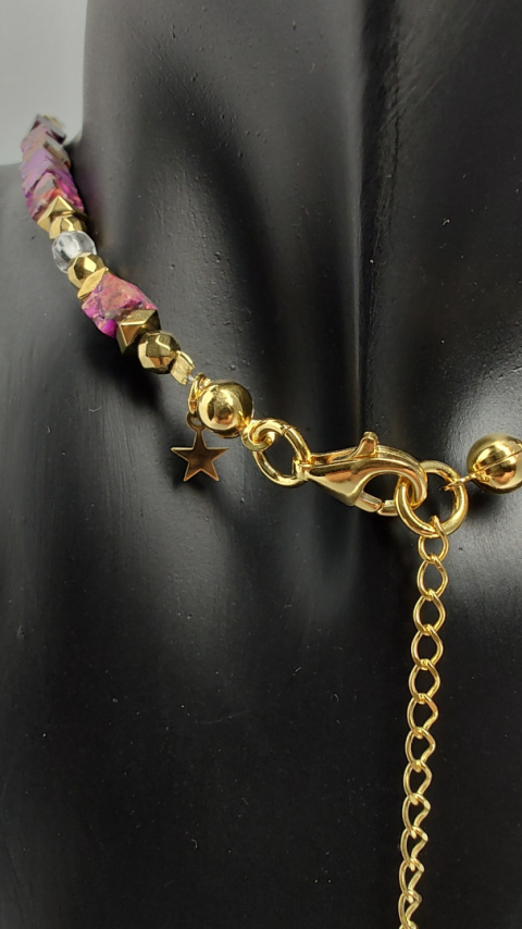 Choker Japis z Kryształem Górskim srebro 925 24k Choker Japis z Kryształem Górskim srebro 925 24k