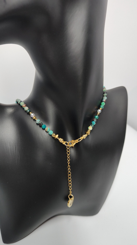 Choker Chryzokola z Labradorytem srebro 925 24k Choker Chryzokola z Labradorytem srebro 925 24k