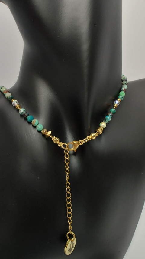 Choker Chryzokola z Labradorytem srebro 925 24k Choker Chryzokola z Labradorytem srebro 925 24k