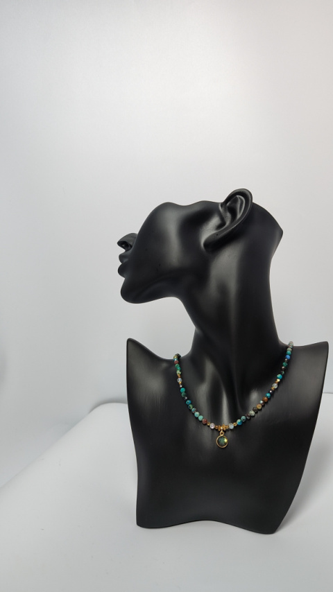Choker Chryzokola z Labradorytem srebro 925 24k Choker Chryzokola z Labradorytem srebro 925 24k