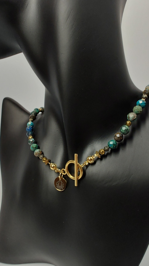 Choker Chrzyokola i Labradoryt srebro 925 24k