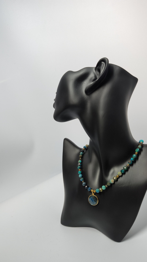 Choker Chrzyokola i Labradoryt srebro 925 24k
