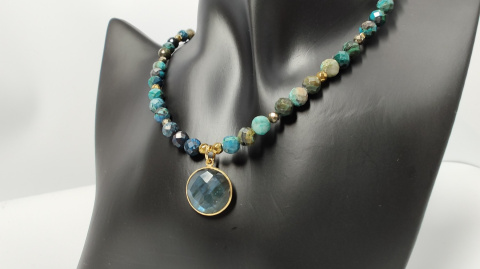 Choker Chrzyokola i Labradoryt srebro 925 24k