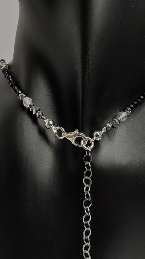 Choker Czarny Turmalin,Onyks i Kryształ Górski
