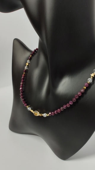 Choker z Rubinów srebro 925 24k