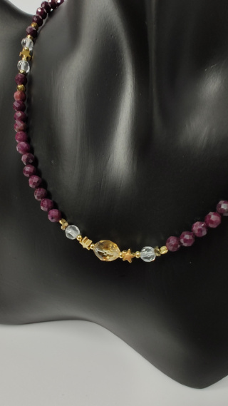Choker z Rubinów srebro 925 24k