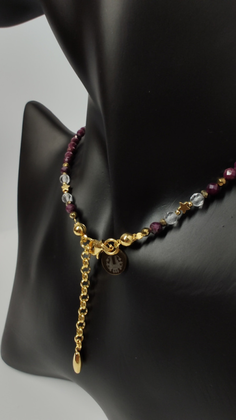 Choker z Rubinów srebro 925 24k Choker z Rubinów srebro 925 24k