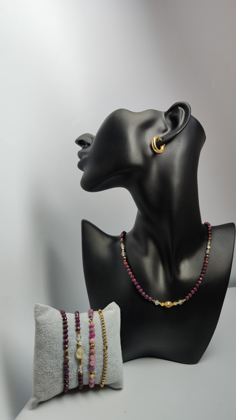 Choker z Rubinów srebro 925 24k Choker z Rubinów srebro 925 24k