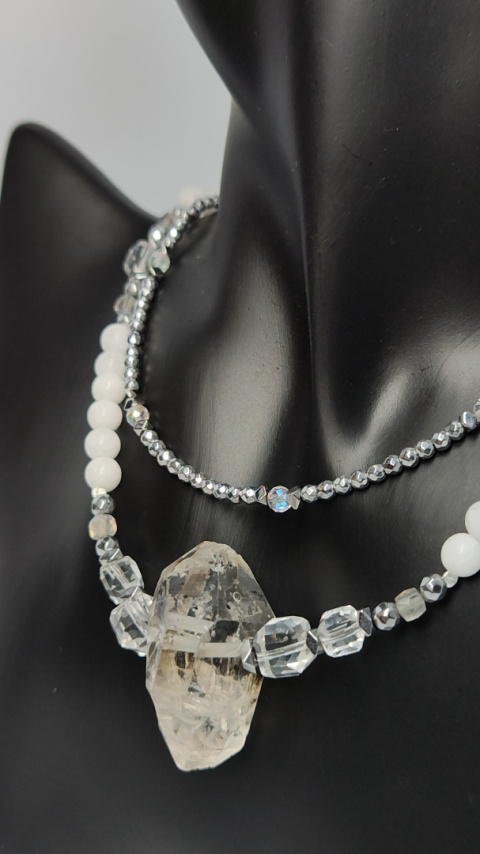 Kolia Diament Herkimer i Kamień Księżycowy srebro 925